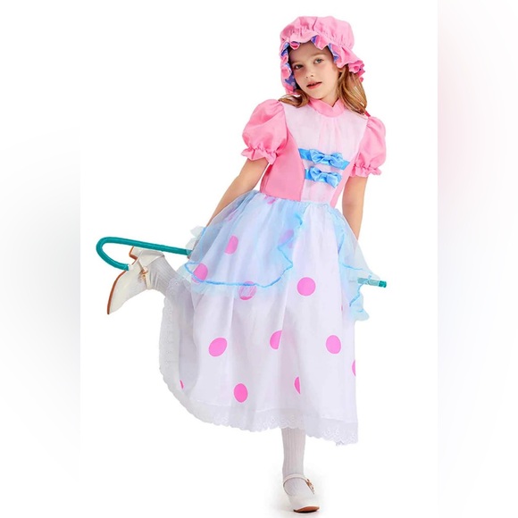 Toy Story Bo Peep Cosplay Costume Anime cartoon Pink Polka Dot Princess Dress - Picture 1 of 5